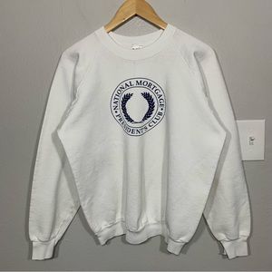 Vintage 90s National Mortgage Presidents‎ Club White Sweatshirt LRG Bank Finance